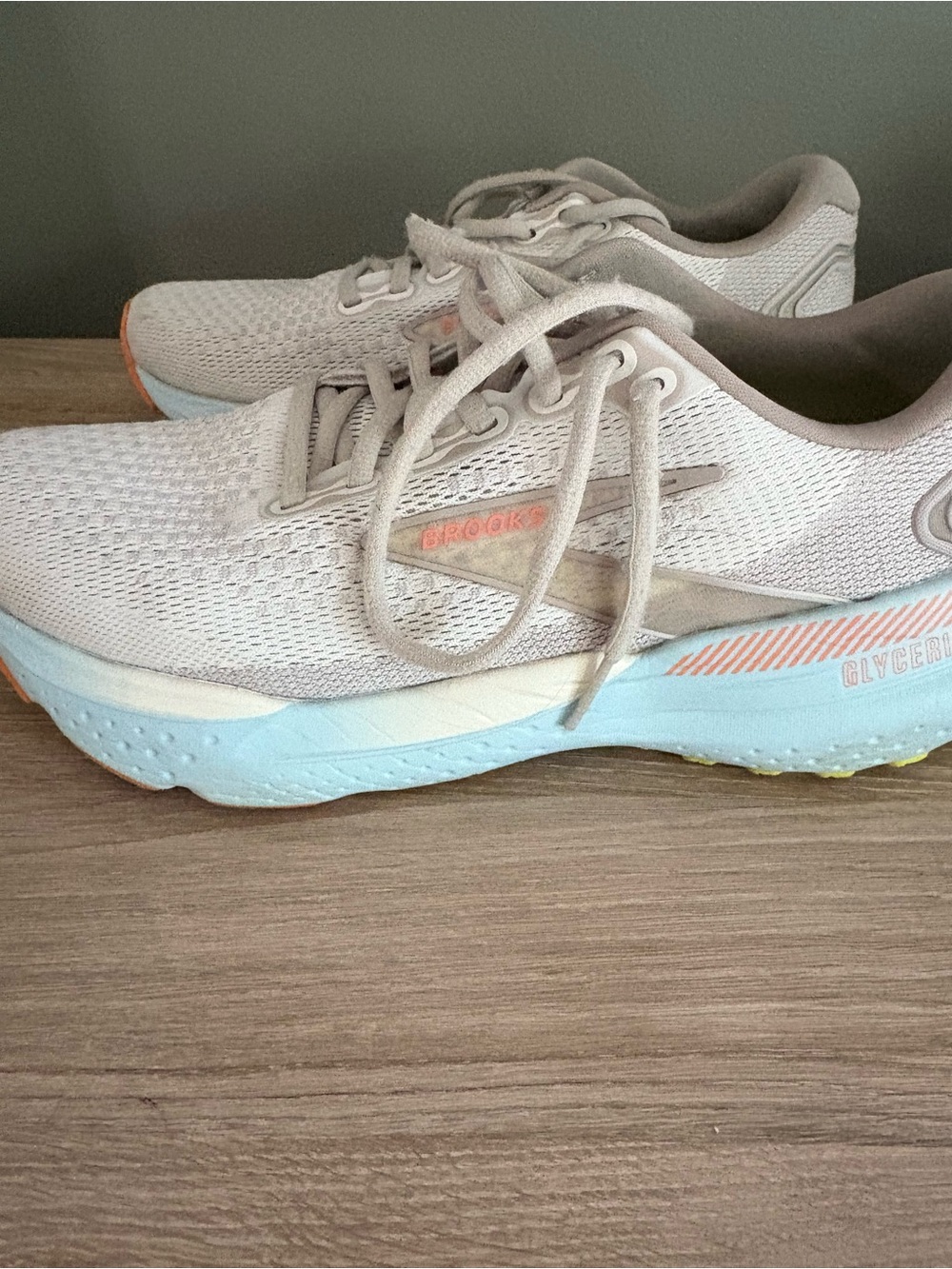 Brooks Women's Sneakers in Light Gray, Blue & Peach Accents